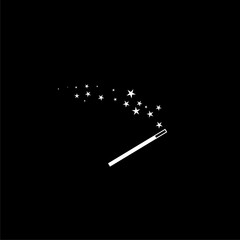 Magic wand on white background illustration icon isolated on dark background