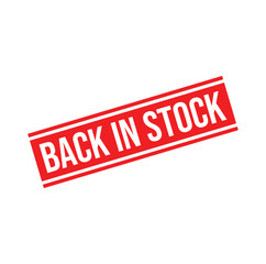 Back in stock Rubber stamp design. VECTOR ILLUSTRATION. 
