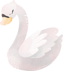 cute swan, illustration on white background