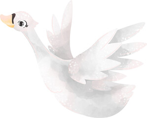 cute swan, illustration on white background