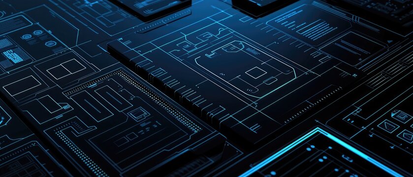 Futuristic Blue Circuit Board Technology Concept
