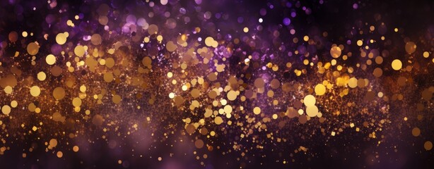 Abstract background with bokeh lights and glitter, in the style of purple and gold colors. Abstract...