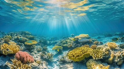 Ocean coral reef underwater background