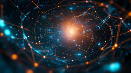 3D abstract network of neural network futuristic technology background