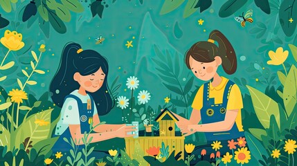 Greeting Card and Banner Design for Social Media and Educational Purposes of National Girl Scout Day Background