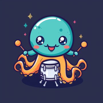octopus playing drum