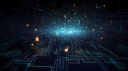 Obraz premium 3D abstract network of neural network futuristic technology background