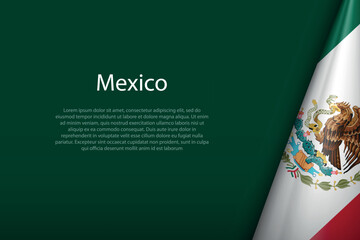 Mexico national flag isolated on background with copyspace