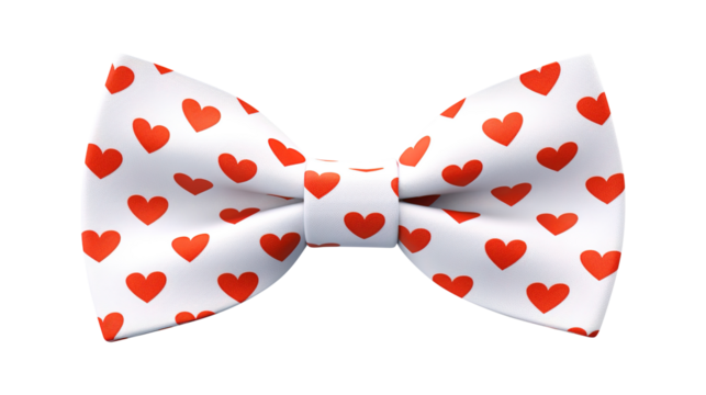 A bow tie with hearts pattern isolated on transparent background Remove png, Clipping Path, pen tool