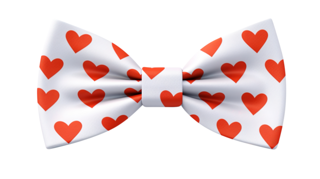 A bow tie with hearts pattern isolated on transparent background Remove png, Clipping Path, pen tool