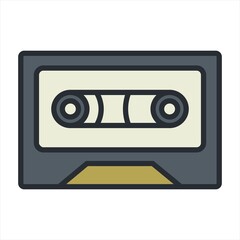 Retro audio music cassette tape vector Illustration on a white background.cassette tape retro music color icon vector. Cassette tape retro music sign. isolated symbol illustration