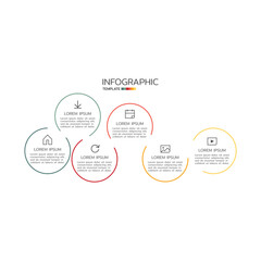 Business infographic thin line process with square template design with icons and 6 options or steps. Vector illustration.
