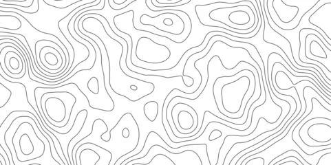 Fotobehang Abstract design with seamless pattern with lines topographic map. geographic mountain relief. retro topographic map. geographic contour map paper texture. terrain path isolated on a white background. © Arte Acuático