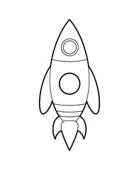 Cute and funny coloring page of a rocket. Provides hours of coloring fun for children. To color this page is very easy. Suitable for little kids and toddlers.