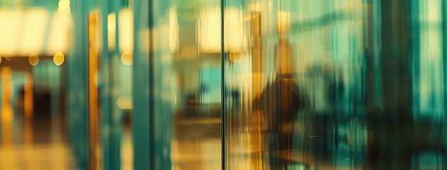 Abstract Blurry Corporate Office Through Glass Walls