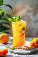 Fototapeta premium delicious Dragon Drink - A tropical-inspired blend of sweet mango and dragonfruit flavors for a styled food photography shoot