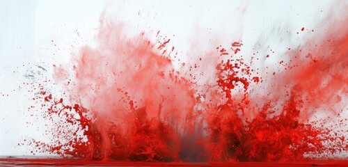 Explosive Red Ink Clouds in Water Art