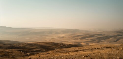 Fototapeta na wymiar Vast Desert Hills Under Twilight Skies