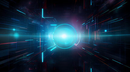 Fototapeta premium Digital technology and science background, blue technology infographic