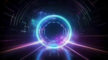 Fototapeta premium Digital technology and science background, blue technology infographic