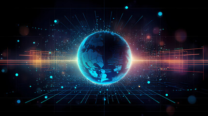 Fototapeta premium Digital technology and science background, blue technology infographic