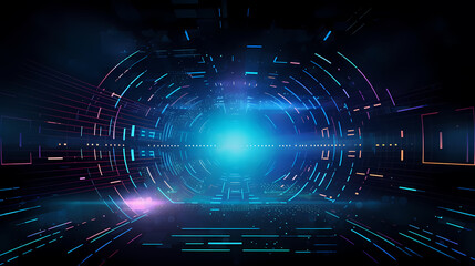 Digital technology and science background, blue technology infographic