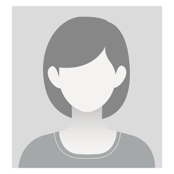 Default avatar profile icon. Grey photo placeholder. female no photo images for unfilled user profile. Greyscale. Vector illustration isolated on grey background