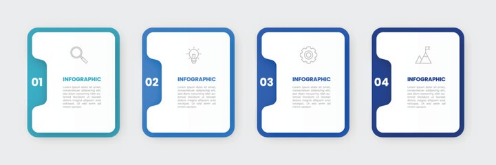 Infographic label design template with icons and 4 options or steps.