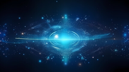 Obraz premium Digital technology and science background, blue technology infographic