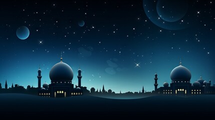 Vibrant ramadan mosque scene: celebratory islamic background for cultural and religious contexts

