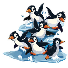 A group of penguins vector illustration