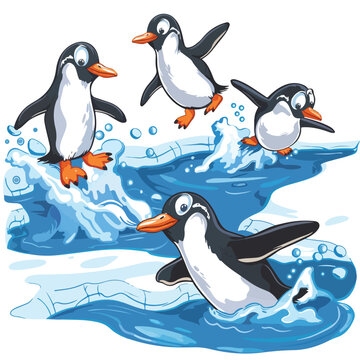 A group of penguins vector illustration