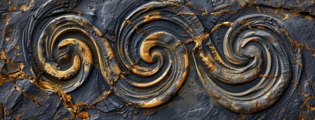 Luxurious Golden Spiral Patterns on Dark Texture