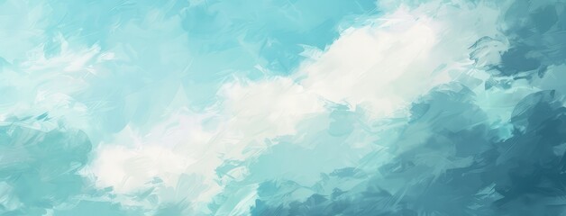 Fototapeta na wymiar Serene Blue Sky and Clouds Watercolor Background