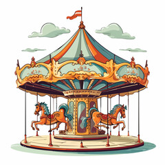 A vintage carousel. vector illustration