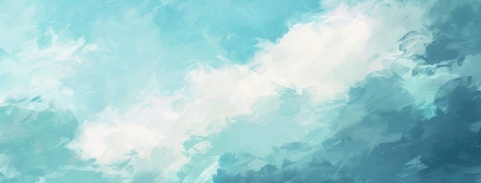 Serene Blue Sky and Clouds Watercolor Background