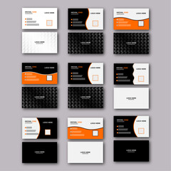 Set of 9 Modern and simple business card design. Double-sided creative business card vector design template. Luxury, elegant and clean business card design template with Horizontal layout, Print...
