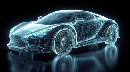 Futuristic sports car technology concept, generative ai