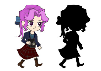 人物　カメラを持った女の子