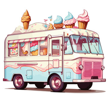 A retro ice cream truck vector illustration
