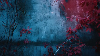 Abstract Blue and Red Nature on Textured Background