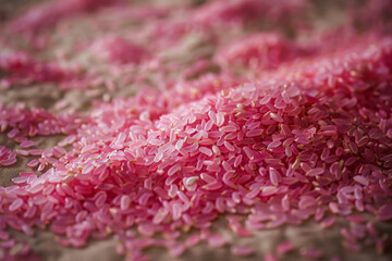 Background of new and healthy pink rice