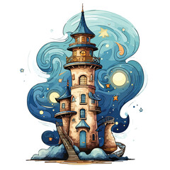 A whimsical wizards tower vector illustration