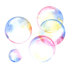 Watercolor soap bubbles composition. 