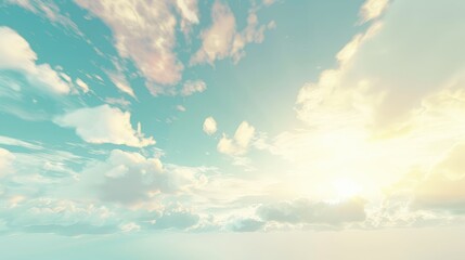 Serene Sunrise Sky with Soft Clouds - obrazy, fototapety, plakaty