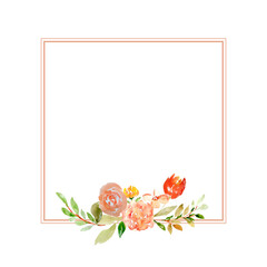 Vintage Floral Watercolor Frame: Elegant Design for Artistic Projects