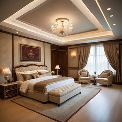 3d rendering beautiful luxury bedroom