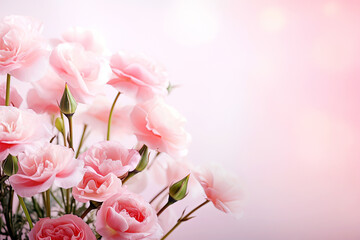 pink flowers on bokeh light background. Generative Ai