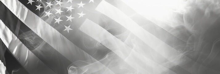 Black and White American Flag with Smoke Effect