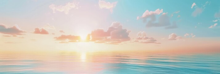 Serene Sunset Over Calm Ocean Waters Panorama